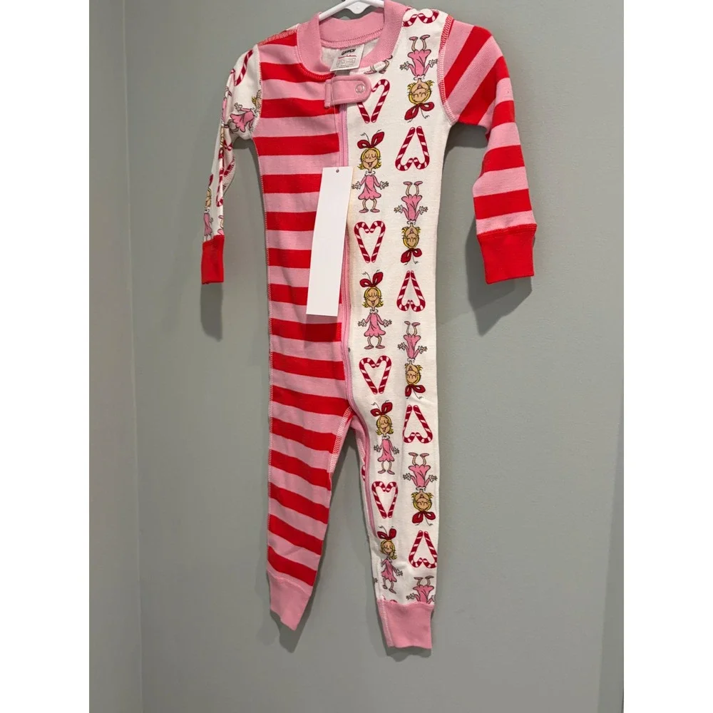 Hanna Andersson Grinch Cindy Lou Who Striped Organic Cotton Pajamas 18-24 Months